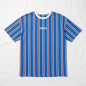 T-shirt personnalisé pour femme en fibre de bambou 100 % écologique, bleu et rouge, coupe oversize, col rond, décontracté, ample, manches courtes, été - Product Image 1