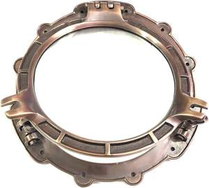 กระจกทรงกลมโบราณทองเหลืองสำหรับตกแต่งผนังห้องโดยสารเรือเดินสมุทร  ตกแต่งผนังห้องโดยสารเรือ  ทำจากอะลูมิเนียม  สีน้ำตาลโบราณ - Product Image 3