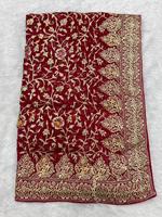 Saris de mariée en georgette pour femmes RN, coupe classique, broderie lourde en fil de Zari, travail de pierres, réversible, pour toutes occasions, décontracté ou de fête
