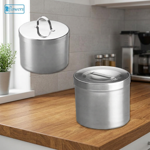 Pot de rangement en acier inoxydable avec couvercle et poignée pour la cuisine, instruments personnalisés - Product Image 2