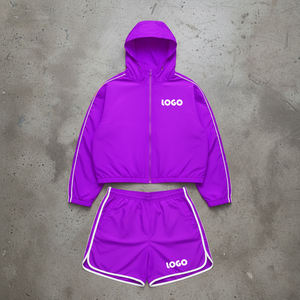 Ensemble de survêtement pour homme avec logo personnalisé, veste coupe-vent et short, ensemble de vêtements de sport en deux pièces, fabricant de vêtements en gros - Product Image 1