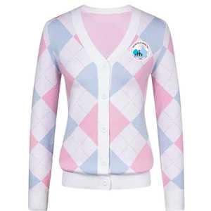 Pull Argyle Jack and Jill pour femme, col en V, cardigan boutonné, tricot doux, style preppy, tenue scolaire pour femme, boutique de mode - Product Image 1
