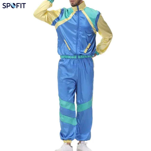 100% <b>Nylon</b> Windbreaker Tracksuit Set Colour block Shell Jacket & <b>Jogger</b> Pants, Vintage Style Athletic Wear for Men & Women - Product Image 3