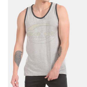 Camiseta sin mangas transpirable y ecológica de secado rápido para hombre, ropa de gimnasio de primera calidad, hecha en Pakistán, venta directa de fábrica, poliéster/algodón - Product Image 4