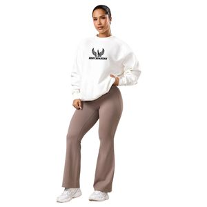 Sweat-shirt blanc oversize pour femme, coupe décontractée, pull à manches longues, streetwear décontracté, toucher doux, confort quotidien - Product Image 1