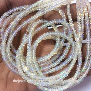 Perles de pierre d'opale éthiopienne blanche naturelle de 3-5 mm, rondelles simples, certifiées IGI, pour la fabrication de bijoux, dernier design - Product Image 2