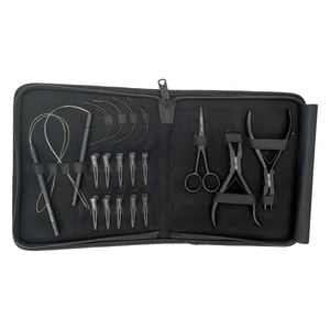 Hair Extension <b>Plier</b> Wholesale Pink Stainless Steel Weft Hair Extension Tools Kit <b>Set</b> With Nylon Threads, Microbeads, Needles - Product Image 6