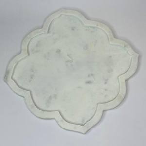 Assiette de service en marbre blanc naturel pur, faite à la main, de haute qualité, polie, idéale pour la maison, l'hôtel, le restaurant, décoration florale. - Product Image 1