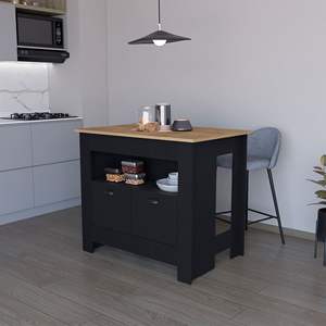 Carrito de cocina de 2 puertas, color negro - Product Image 1