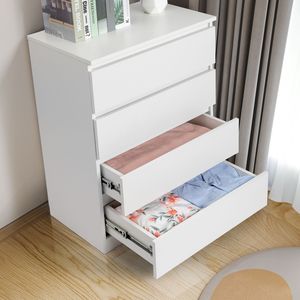 Cassettiera a 4 cassetti in rovere massello bianco, design minimalista europeo per camera da letto in stile rustico o appartamento, con soluzione di archiviazione - Product Image 5