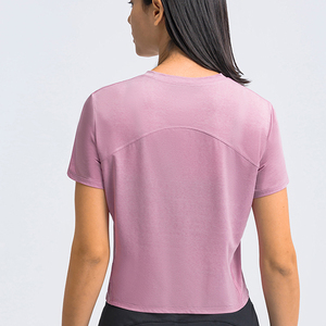 Custom Made <b>Zipper</b> Back Shirts Casual Athletic Running Crop <b>Top</b> T-shirts Women's Workout Crop <b>Top</b> T Shirt - Product Image 5