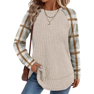 Custom Leopard Sleeve Women <b>Sweaters</b> Black Curved Hemline <b>Crewneck</b> Raglan Long Sleeve Breathable Cotton Blends Pullovers - Product Image 5