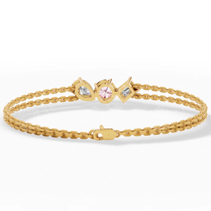 สร้อยข้อมือทอง 14K ประดับเพชรชมพูเพาะเลี้ยงแบบสองเส้น |   สร้อยข้อมือทรงลูกแพร์และทรงมรกต |   เครื่องประดับอัญมณีชั้นดีรับรองโดย IGI ของขวัญสำหรับผู้หญิง - Product Image 6