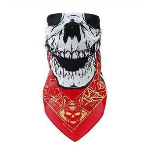 Bandana en soie personnalisée imprimée, motif squelette dansant effrayant pour Halloween, foulard carré - Product Image 1