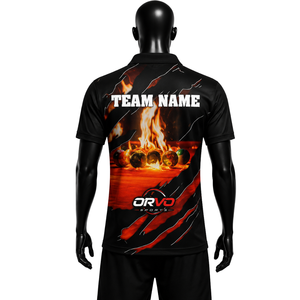 เสื้อบอลลิ่งแขนสั้น ORVO SPORTS สำหรับผู้ชาย พิมพ์ลายแบบ Sublimation แห้งเร็ว ระบายอากาศได้ดี ผ้าเทอร์รี่โพลีเอสเตอร์ 100% น้ำหนัก 200 กรัม สีดำ - Product Image 4