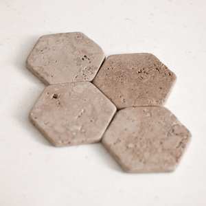 Posavasos hexagonales de mármol travertino, elegante decoración para mesa de comedor, juego de 6 de piedra natural - Product Image 6