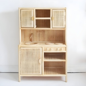 Premium kids role-play toys eco-friendly rattan play <b>kitchen</b> stove educational kid toy <b>kitchens</b> - Product Image 4