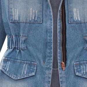 Veste en jean vintage pour femme, manches longues, en coton, décontractée, respirante, coupe-vent, streetwear, grande taille - Product Image 4