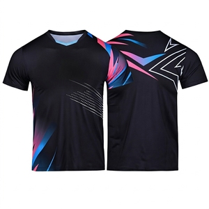 Maillot de tennis de table et badminton R6 à séchage rapide et respirant, manches courtes, col en V, unisexe, en maille Spandex, idéal pour l'été et la gym (vente en gros) - Product Image 1