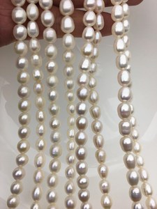 Perlas de Agua Dulce AA Blancas Perla de Arroz Ovaladas 6-10mm Naturales Cultivadas Sueltas en Hilo para Suministros de Joyería a Granel - Product Image 2