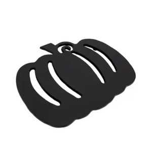 Black Cast Iron Pumpkin Trivet Hollow Out <b>Vegetable</b> Hot Pad Heat Resistant Metal Coaster Halloween Thanksgiving <b>Pot</b> Holder - Product Image 1