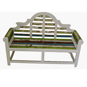 Banc rustique en teck recyclé massif, multicolore, vintage, pour jardin, terrasse, café, meubles de jardin, vente en gros - Product Image 4