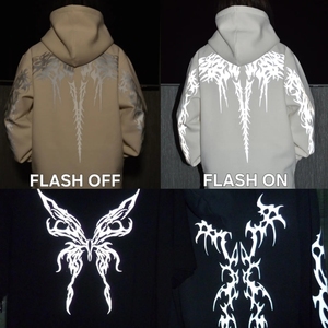 Sudadera con Capucha "Butterfly Rider" Nueva 2026 |   Ropa Deportiva Reflectante de Alto Volumen, 300 GSM, Cumple con la Norma ANSI, Reflectante 3M, para Motociclistas - Product Image 2