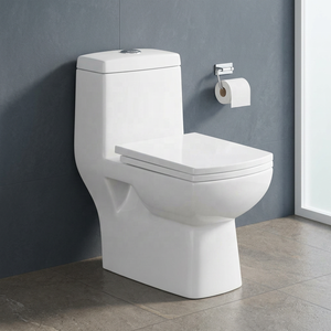 Modern One Piece WC Sanitary Ware Square Shaped Porcelain Bathroom <b>Ceramic</b> Commode Squatting <b>Pan</b> Chaozhou Supplier - Product Image 2