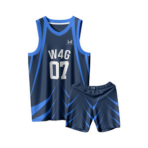 Ensemble d'uniformes de basketball pour hommes sans manches, personnalisés, col en V, imprimés par sublimation, 100 % polyester, respirants, anti-humidité, séchage rapide - Product Image 1
