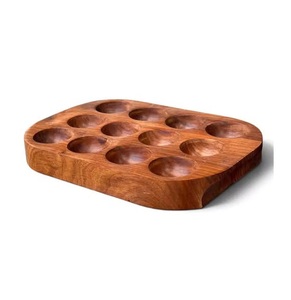 Acacia Wood <b>Egg</b> Platter with Handle 12 Holes <b>Egg</b> Serving Tray Reversible Charcuterie Board Serving Platter - Product Image 3