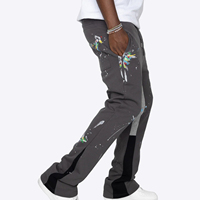Pantalon de survêtement évasé ample pour homme avec logo personnalisé, coupe droite, rayures larges, style baggy