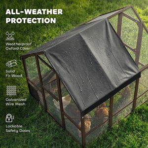 Gallinero de madera grande para 8-10 gallinas con corral interior, cubierta impermeable, nidos y perchas - Product Image 5