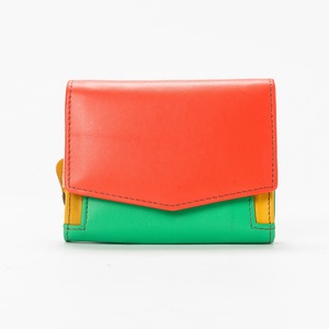 Unisex Genuine Cowhide Leather <b>Wallet</b> with Patchwork Design Malty Color Card Holder Zipper Closure - Product Image 1
