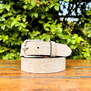 Hot Selling Men's Western Cow Hide Animal Print Skull Buckle Custom Made Hand Carved Floral Embossed <b>Leather</b> Cowboy <b>Belt</b> - Product Image 1