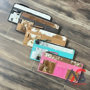 2026 Wholesale New Arrival <b>Car</b> Sun Visor Organizer Genuine Cowhide Leather <b>Car</b> <b>Interior</b> Accessories Pocket Card Storage Wallet - Product Image 1