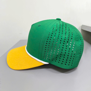 Wholesale Custom Logo Two Tone Perforated Golf Cap 5 Panel High Profile <b>Waterproof</b> Rope <b>Hat</b> with Laser Cut Holes Performance <b>Hat</b> - Product Image 2