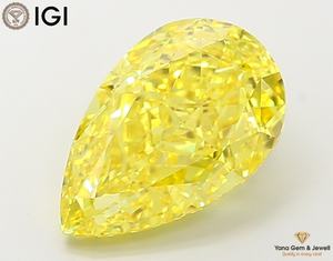Diamant de laboratoire CVD de 5,00 carats, forme poire, avec certificat IGI, pour la fabrication de bijoux, clarté VS1, couleur jaune vif fantaisie - Product Image 1