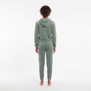 Ensemble de survêtement en velours personnalisé pour femme, coupe régulière, avec poche kangourou et cordon de serrage, deux pièces, pour l'hiver, vente en gros - Product Image 5