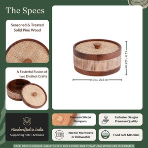 Casserole en bois faite à la main |   Boîte de rangement pour chapati |   Vente en gros OEM - Product Image 6