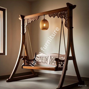 Columpio de Madera Maciza Tallada a Mano con Follaje Decorativo, Estilo Maharaja, para Sala de Estar - Product Image 6