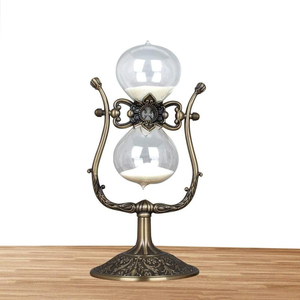 Minuteur sablier élégant en métal doré, 30 minutes, avec verre gaufré de qualité supérieure, idéal pour le bureau - Product Image 4