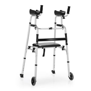 Deambulatore a 2 Modalità con Seduta Morbida per Anziani, Ruote Resistenti all'Usura da 5 Pollici, Pieghevole con 1 Clic, Design Stabile a H, Capacità 150 kg - Product Image 1