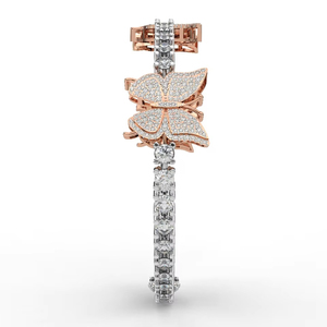 ZAWO HOUSE Bague éternité papillon en or rose pour femme avec sertissage pavé de diamants, bijoux de mariage romantiques - Product Image 6