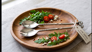 Service à salade Bamboo Royale Vintage Duo en acier inoxydable avec manche segmenté en bambou pour ustensiles de cuisine, hôtels et restaurants - Product Image 6