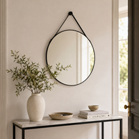 Miroir mural avec chaîne, miroir rond décoratif suspendu pour la décoration bohème de la maison