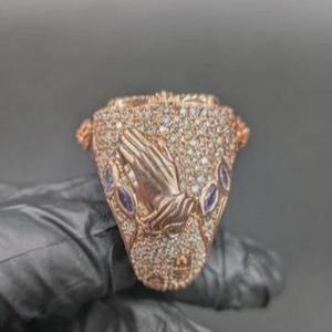 Bague Statement en Argent Sterling 925, Sertie de Moissanite Micro-Pavée, Style Hip-Hop, Bijou de Fiançailles pour Rappeur - Product Image 6