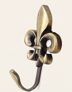 Antique Bronze Fleur De Lis Design Wall Metal <b>Hook</b> Durable Elegant Finished For Clothing Display - Product Image 3