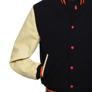 Chaqueta Varsity Urbana Premium para Hombre, Totalmente Negra, con Cintas Bordadas |   Fundas de Cuero Genuino |   Chaqueta de Invierno Térmica y Cortavientos - Product Image 2