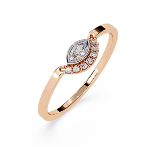 แหวนทองคำ 14k ทรงมาร์คีส์และทรงกลมแบบมินิมอลคลาสสิกสำหรับผู้หญิง เหมาะสำหรับงานหมั้น งานครบรอบ และงานแต่งงาน - Product Image 3