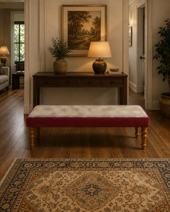 Boho Geometric Kilim Wool Jute <b>Bench</b> Handwoven Upholstered Accent Seat Rustic Bedroom Entryway Custom Size Furniture - Product Image 2